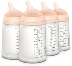 Suavinex Zero Zero Anti Colic Baby Bottle, 9 Oz, Fair, 4-Pack