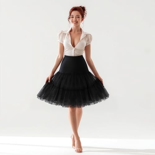 CHERRY LOVE Knee Length Petticoat 50S Vintage Underskirt 26inch Crinoline Petticoat Short Slips3