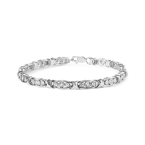 Haus of Brilliance .925 Sterling Silver 1/4 Cttw Round Diamond Link Bracelet - Size 7.50" - (I-J Color, I2-I3 Clarity)