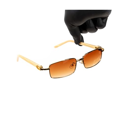 Street Knitted Luxury Gold Frame Full Rim Orange Gradient Tint Men's Frameless Designer Retro 90's Rectangular Lens Square Buffs Sun Glasses Hip Hop Summer Beach Shades Sunglasses For Men Women