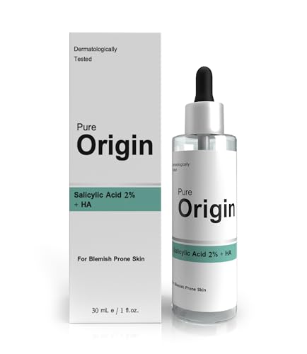 Pure Origin Salicylic Acid 2% + HA Face Serum | Targets Acne & Blemishes | Promoting A Clearer Complexion | Eco-Friendly | Clinically Validated | 30Ml