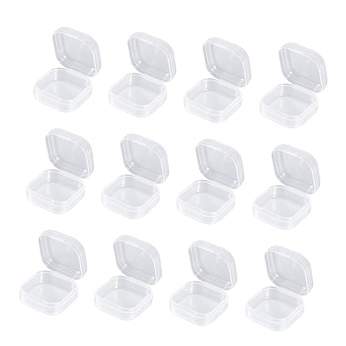 Image of STOBOK Pcs Mini Clear Plastic Storage Boxes with Hinged Lids, Portable Transparent Square Containers for Organizing Small Items, Jewelry, Crafts, and Hardware