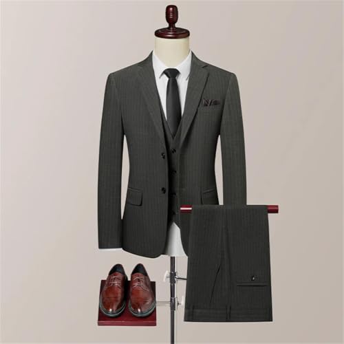 Business Casual Suit (Suit + Vest + Trousers) British Style Stripes Three-Piece Set4