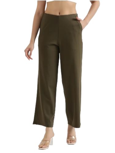Image of SAADAA Palazzo Pants for Women Half-Elasticated Waistband | Palazzo for Women in Airy Linen Fabric | Regular Fit Mid Rise Waist & Deep Pockets | Versatile Formal & Casual Wear |