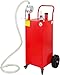 35 Gallon Fuel Caddy Portable Gas Storage Tank with 4 Wheels, Manual Transfer Pump for Boat ATV Car UTV Red