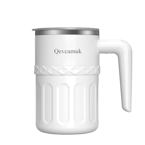 Qevcumuk Self- Stirring Cup 12.8oz - Digital Temp Display, Touch Switch, 20s Auto Shutoff, Type-C Fast Charging, Christmas Gift for Family & Friends