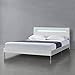 [en.casa] Lit Double Rembourré Stylé avec Éclairage Intégré LED RVB Cadre de Lit Solide MDF Similicuir 140 x 200 cm Blanc