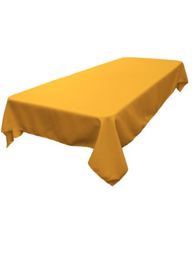 LA Linen Polyester Poplin Washable Rectangular Tablecloth, Stain and Wrinkle Resistant Table Cover 60x90, Fabric Table Cloth for Dinning, Kitchen, Party, Holiday 60 by 90-Inch, Gold