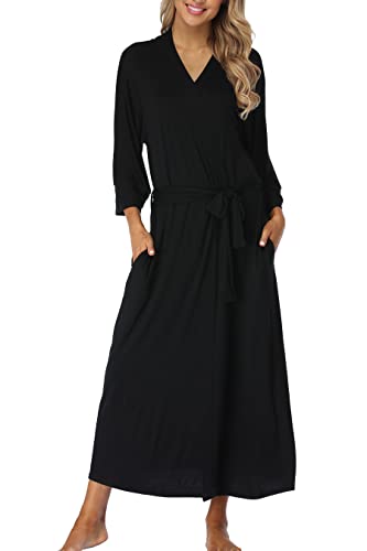 Womens Soft Long Kimono Robes Lightweight Full Length Knit Bathrobe With Pockets Ladies Casual Dressing Gown4