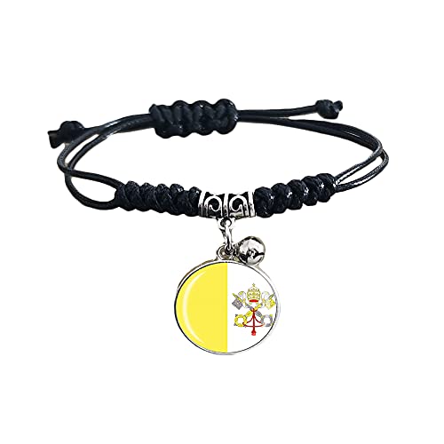 Bracelet tressé réglable en nylon avec motif drapeau du Vatican - Bracelet souvenir tendance fait à la main pour homme et femme - Cadeau idéal pour un jour spécial