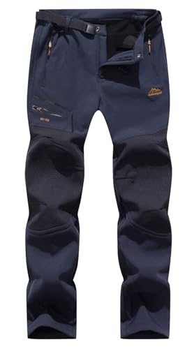 BenBoy Pantaloni Trekking Uomo Invernali Impermeabile Pantaloni da Sci Neve Arrampicata Escursionismo Caldo Pantaloni Softshell Outdoor,KZ1672M-Blue2-L