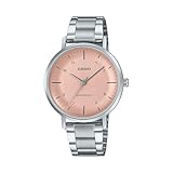 Casio LTP-VT03D-4B - Reloj analógico de acero inoxidable para mujer, esfera cóncava rosa, 3 manecillas, Rosado