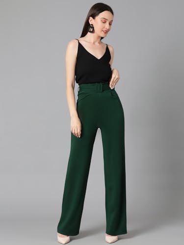 Image of KOTTY Women's High Rise Viscose Rayon Relaxed Fit Korean Trousers