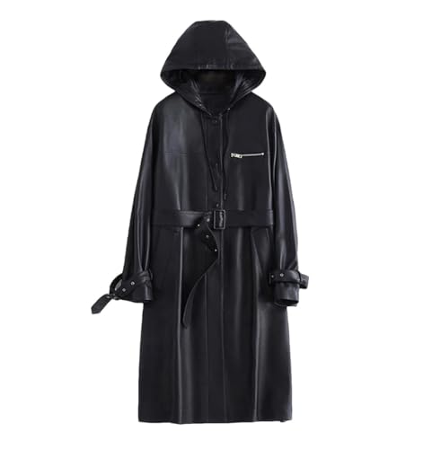 Trench en cuir synthétique noir femme manteau coupe-vent mi-saison automne