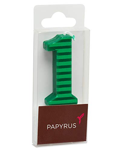 Bougie d'anniversaire Chiffre 1 haut de gamme Papyrus rayures vertes - 2