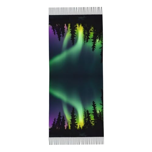 Dark Northern Lights Print print Winter Pashmina Shawl Wrap Scarf for Women Winter Scarf for Women Wedding Scarf4
