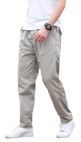 Mens Lightweight Full Elastic Waist Twill Drawstring Casual Pants