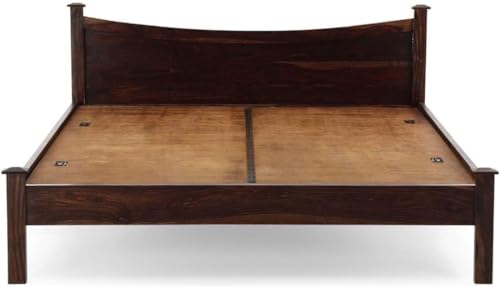 Image of Bed Solid Sheesham Wood for Your Bedroom Delivery Condition-DIY(Do-It-Yourself) Solid Wood Queen Bed (Finish Color - Dark Walnut Finish, Delivery Condition - DIY(Do-It-Yourself))