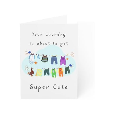 New Baby Greeting Card with Clothesline Design Cover