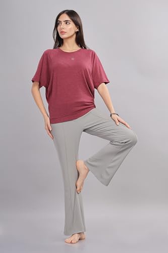 Image of Women UPF Sun Protection Eco Friendly Yoga Top with Batwing Sleeve