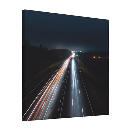 Poster toile Highway at Night : illuminez vos murs blancs sans cadre