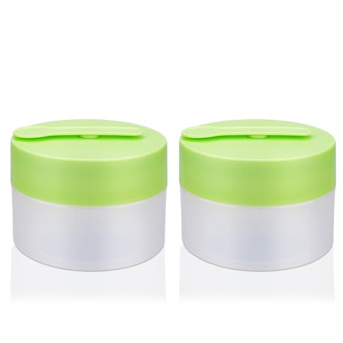 Travel Size Containers for Toiletries Travel Cream Jars 3.4oz/100ml 2Pcs Leak proof Plastic Jars Wide Mouth Small Cosmetic Containers with Lids Travel Accessories(Green)