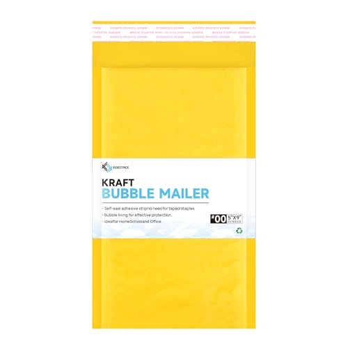 Kkbestpack 5x10 Inch Kraft Bubble Mailers #00, Self-Seal Padded Mailing Envelopes, Pack of 250