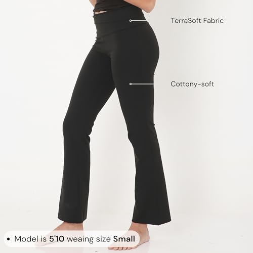 Image of Terractive Cuddle Flares for Women | TerraSoft Ultra Soft, Super Stretchy & Sweat-Wicking Flare Pants | High-Waist Tummy Tuck Workout & Lounge Pants