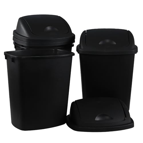 Caneca de basura rectangular 25 L negra, 4 unidades