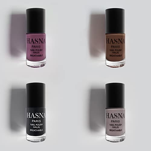 HASNA PARIS - Vernis à Ongles Halal Pack Éco-Responsable Brillance et Longue Tenue Facile appliquer lot de 4x 8ml (AUTUMN) Cover