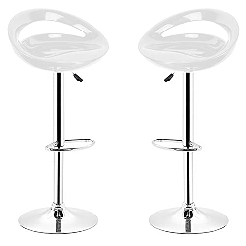 POPSPARKk Tabouret de Bar réglable ABS Plastique Blanc, Hauteur réglable 84-104 cm (Blanc, 2)