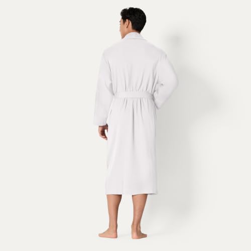 Image of Amazon Essentials Men's Lightweight Cotton Waffle Bath Robe, Mid-Length Loungewear (Available in Big & Tall)