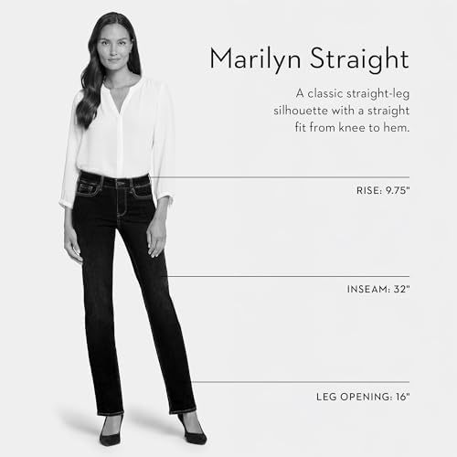 NYDJ Women's Misses Marilyn Straight Denim Jeans, Straight Leg, Optic White, 10 - 5