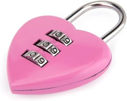 1 lucchetto a combinazione a forma di cuore rosa per ragazze e donne, mini password a 3 cifre ripristinabile codice Locker serratura per casa scuola