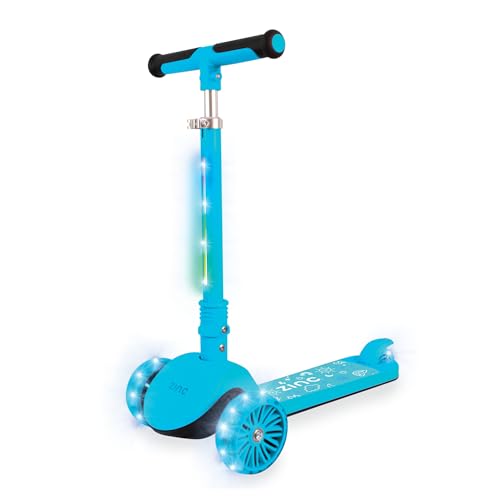 Trottinette pliable à 3 roues Zinc avec lumières LED colorées pour enfants