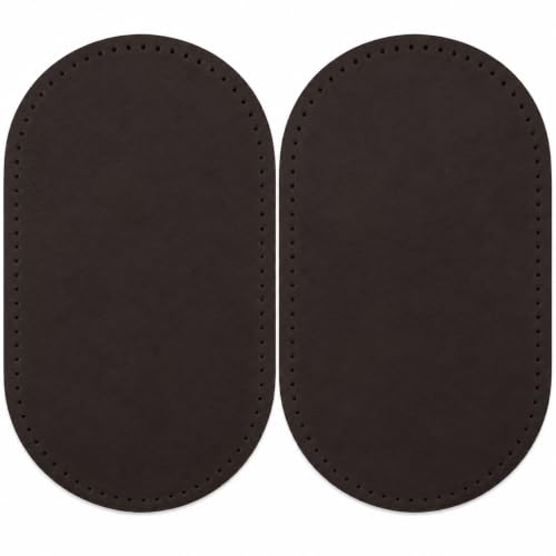 TORAKIP Genuine Leather Elbow Patches Set of 2 Handmade Crazy Horse Leather Oval Patches for Jackets Sweaters & Blazers Sew-On Repair & Reinforcement (5.5 x 3.5 in) Brown