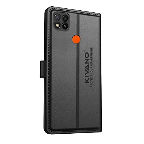 Image of KIVANO Xiaomi Redmi 9 Professional Series Wallet Case | Luxurious Design | Premium | PU Leather Flip Case Back Cover - Black