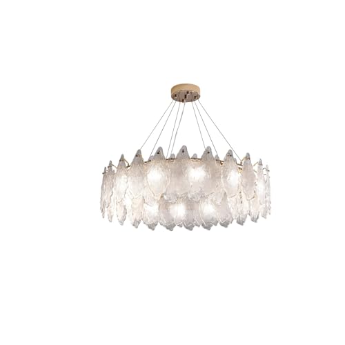 GONGKAI Lámpara de Techo de Lujo de 6 Luces con Forma de Pluma de Vidrio, candelabros de Lujo LED Modernos, candelabros de Lujo de Vidrio, luz de Techo para Dormitorio, Comedor, Pasillo