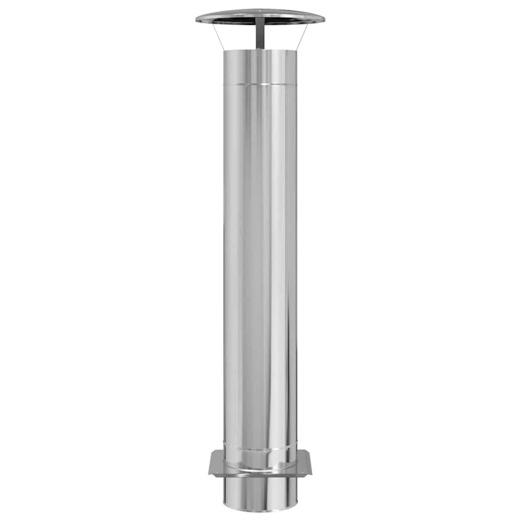 Mangloder Prolunga Camino Argento in Acciaio Inossidabile 35x35x132cm con Parapioggia Accessori per Stufa Impermeabile per Camino Esterno, Prolunga Camino Lucido per Terrazzo e Giardino