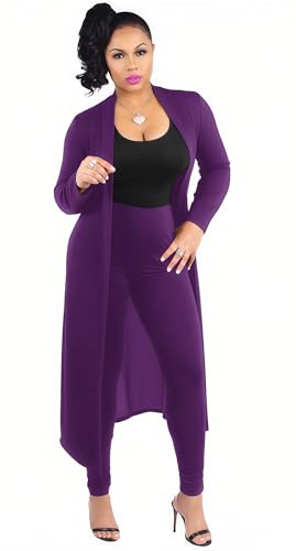Image of Max2co Women 2 Piece Outfits Floral Long Sleeves Open Front Cardigan Cover up with Leggings High Waist Long Pants Set
