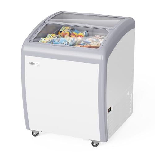 ROVSUN 5.7 Cu.Ft Commercial Ice Cream Freezer ETL NSF Certified, 26' Ice Cream Display Case Glass...