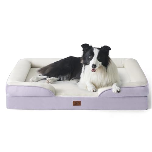 Image of Bedsure Orthopedic Dog Beds Large Sized Dog - Washable Large Dog Cat Bed Waterproof, Comfort Dogs Couch Sofa with Washable Removable Cover, Pet Bed with Nonskid Bottom, Lavender, 35 inch