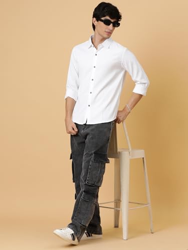 Image of KOTTY Men's Textured Casual Shirt - Long Sleeve||Button-Down Collar||Classic Fit