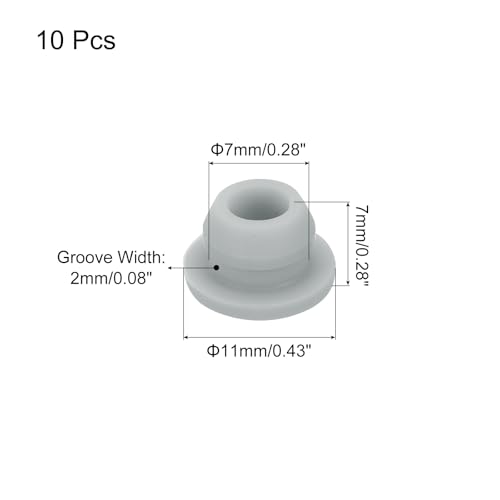 Image of MECCANIXITY 10pcs Silicone Snap in Locking Hole Plugs,7mm /0.3 Inch Mounting Diameter Narrow Groove Width 2mm Panel Seal Cover Round for Kitchen Bulkheads Waterproof Sealing Plugs Grey