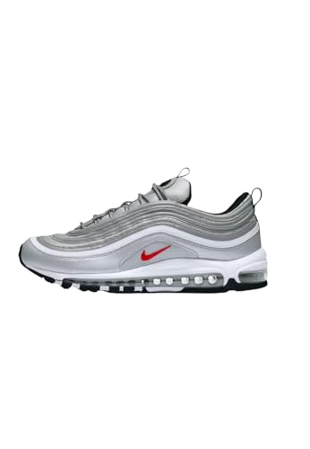 NIKE Women's Air Max 97 Shoe, Women’s Gymnastics Shoes, 6 UK (40 EU), Metallic Silver Varsity Red White Black, 3.5 UK