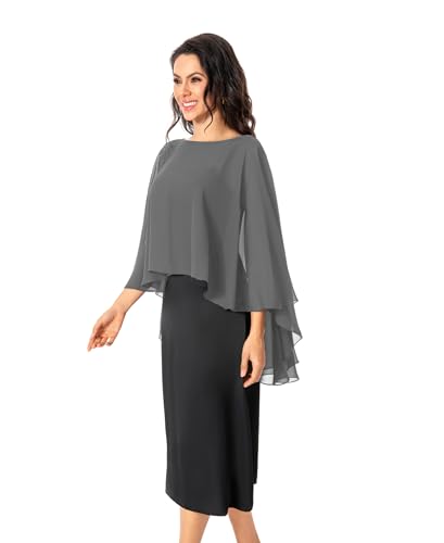 Image of Baoqiya Chiffon Capes Sheer Capelets Long Cape Poncho For Women Plus Size