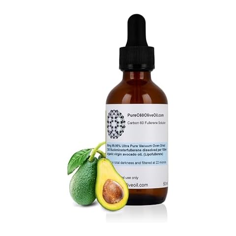 PureC60OliveOil C60 Avocado Oil 50ml / 1.7 Fl Oz - 99.95% Carbon 60 Solvent Free 80mg - Amber Glass Bottle - Food Grade - Carbon 60 Avocado Oil - from The Leading Global Producer Cover