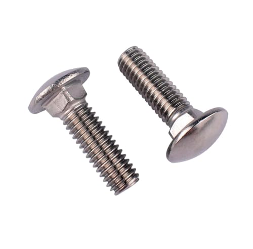 Image of 5 /16-18 x 1-1 /4 inch Carriage Bolts Screws, 18-8 Stainless Steel 304, Round Head, Square Neck, UNC Fully Machine Coarse Threaded,10Pcs