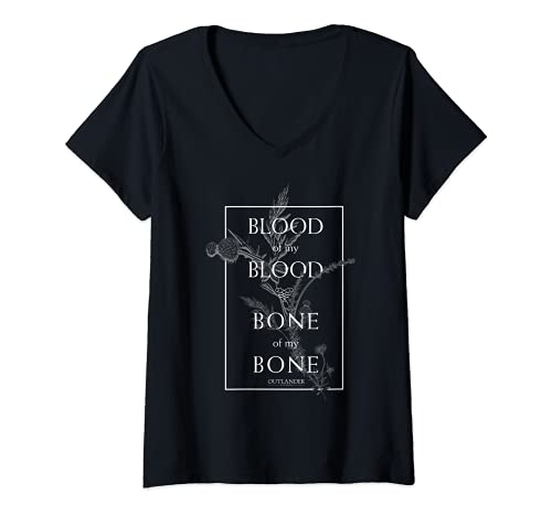 Mujer Outlander Blood Of My Blood Bone Of My Bone Framed Text Camiseta Cuello V