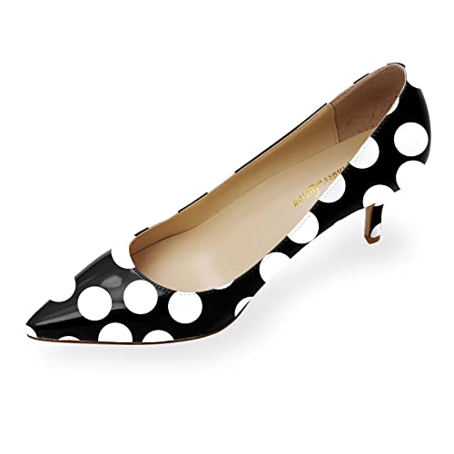 Image of Reindee Lusion Womens Low Kitten Comfortable High Heels Music Note Printed Closed Toe Sexy Pumps Shoes